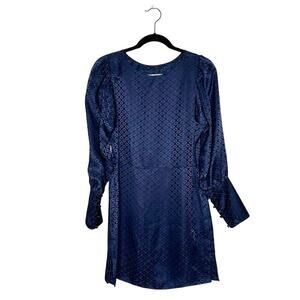 Tucker Silk Mini Shift Dress Women's Navy Blue Size P Petite